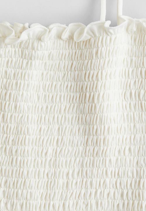 H&M - Smocked crop top - white