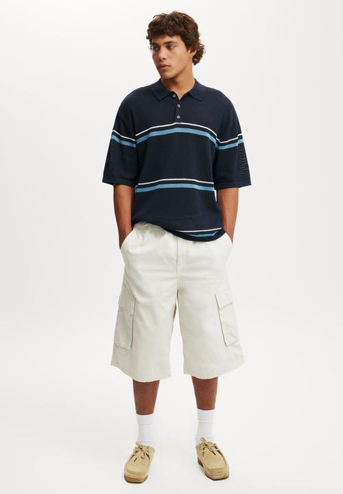 Cotton On - Knitted Polo - Navy Stripe