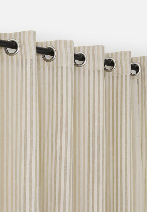 Sixth Floor - Chenille Stripe Eyelet Curtain - Taupe