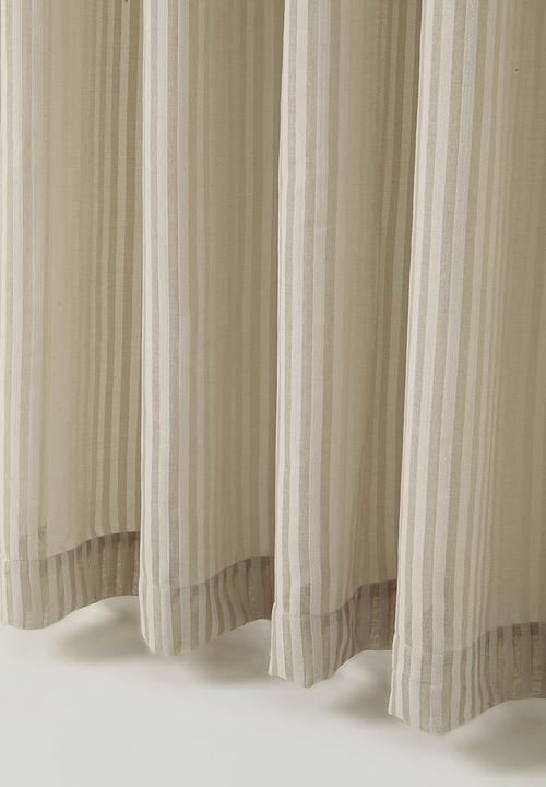 Sixth Floor - Chenille Stripe Eyelet Curtain - Taupe