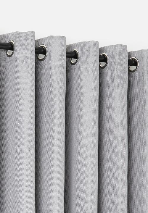 Sixth Floor - Herringbone Eyelet Curtain Lined  - Grey