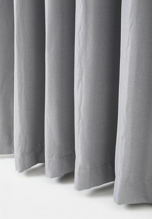 Sixth Floor - Herringbone Eyelet Curtain Lined  - Grey