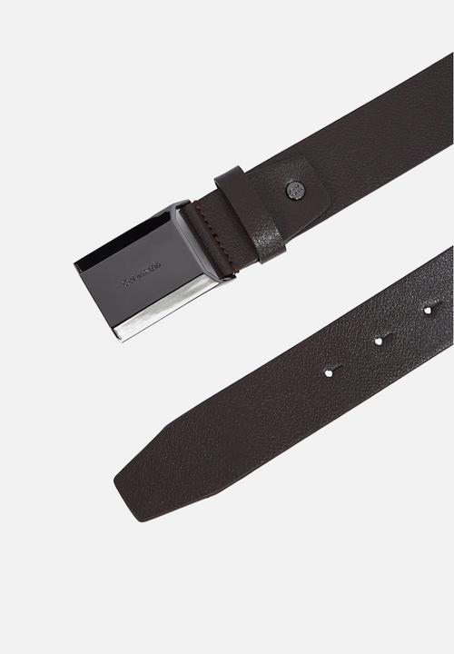 Calvin Klein - Adj Beveled Plaque Pb 35Mm - Dark Brown