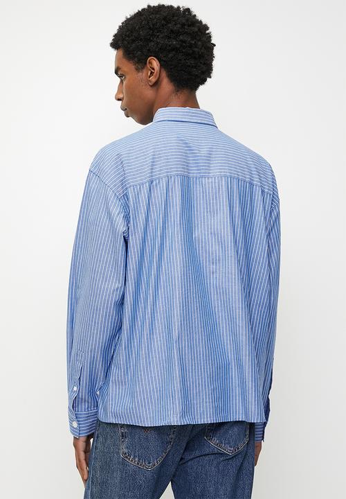 Cotton On - Hampton Long Sleeve Shirt - Blue Oxford Stripe