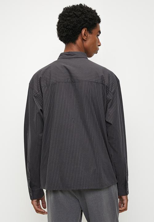 Cotton On - Hampton Long Sleeve Shirt - Grey Oxford Stripe