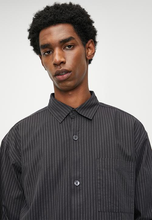 Cotton On - Hampton Long Sleeve Shirt - Grey Oxford Stripe