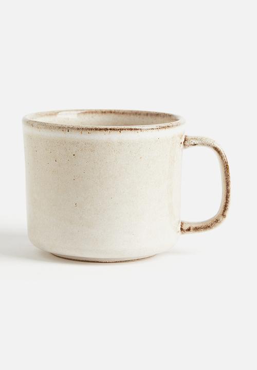 Reactive-glaze stoneware mug - light beige