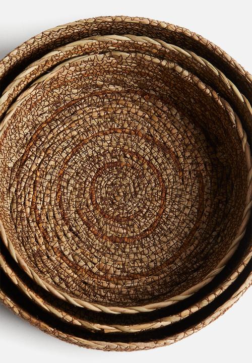 H&M - 3 pack seagrass storage baskets - beige/brown