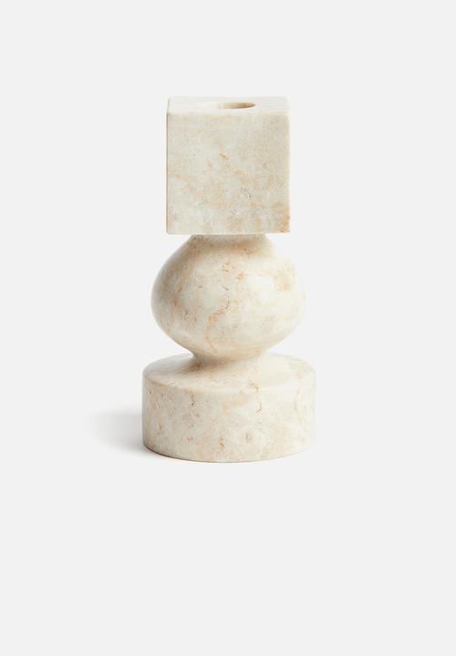 Marble candlestick - beige