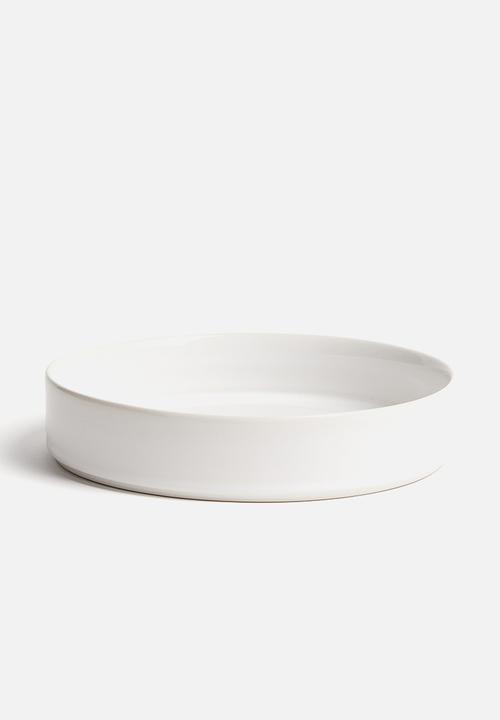 Deep stoneware plate - white