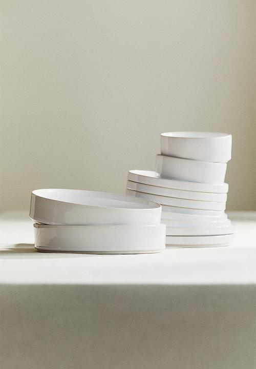 H&M - Deep stoneware plate - white
