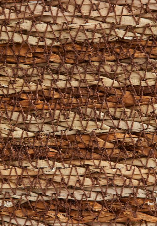 H&M - Small handmade seagrass storage basket - brown striped