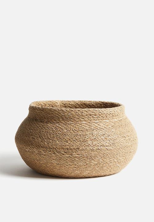 Seagrass storage basket - beige