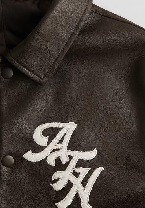 H&M - Collared baseball jacket - dark brown & ath