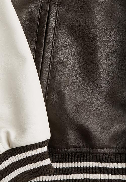 H&M - Collared baseball jacket - dark brown & ath