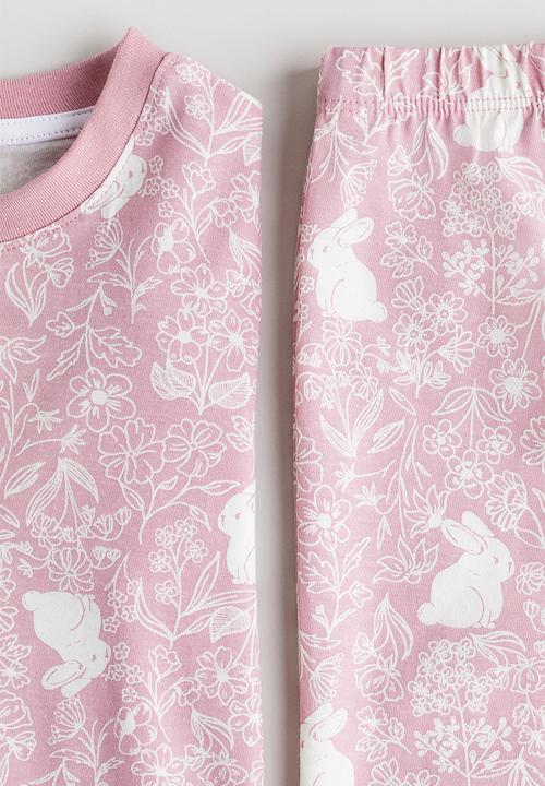 H&M - Printed cotton pyjamas - pink & bunnies