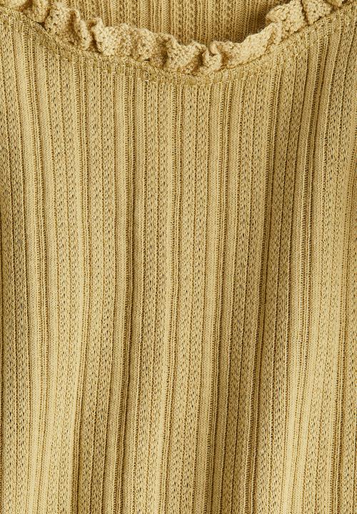 H&M - Lace-trimmed vest top - dusty yellow 