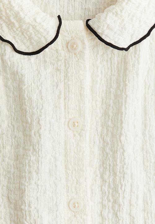 H&M - Crinkled jersey blouse - white