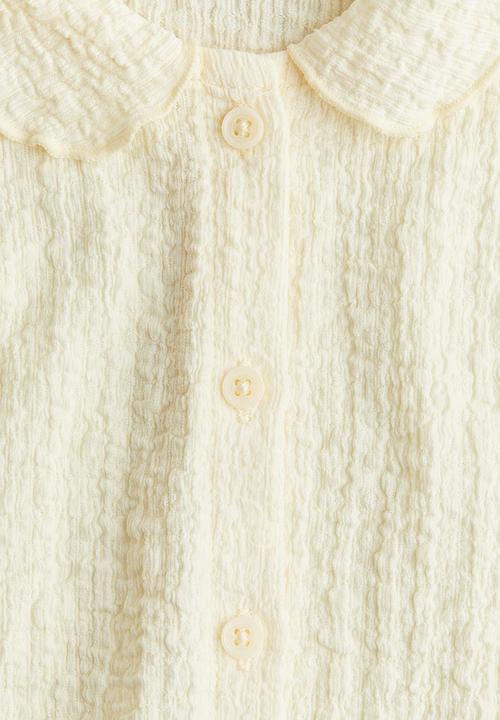 H&M - Crinkled jersey blouse - light yellow