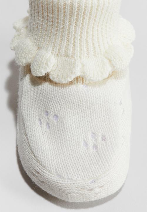 H&M - Cotton-knit booties - cream