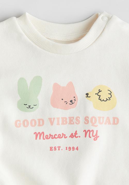 H&M - Printed sweatshirt - cream good vibes squad