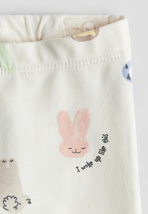 H&M - Cotton jersey leggings - cream animals