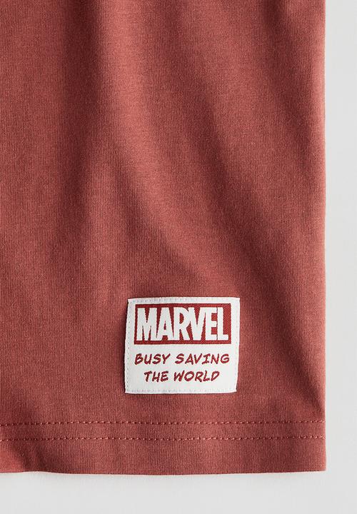 H&M - Oversized printed t-shirt - dusty red spider-man