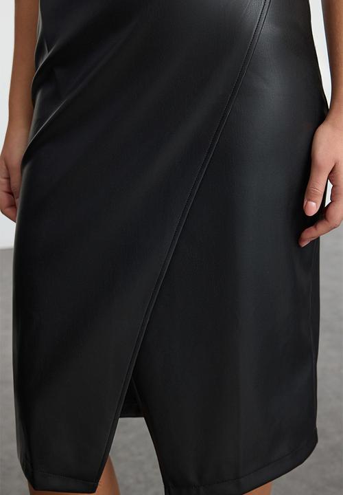 Trendyol - Wrap closure bodycone/fits on body midi knit dress  - black