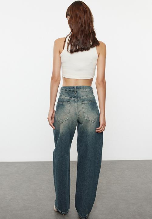 Trendyol - Blue more sustainable regular waist skater jeans  - dark blue
