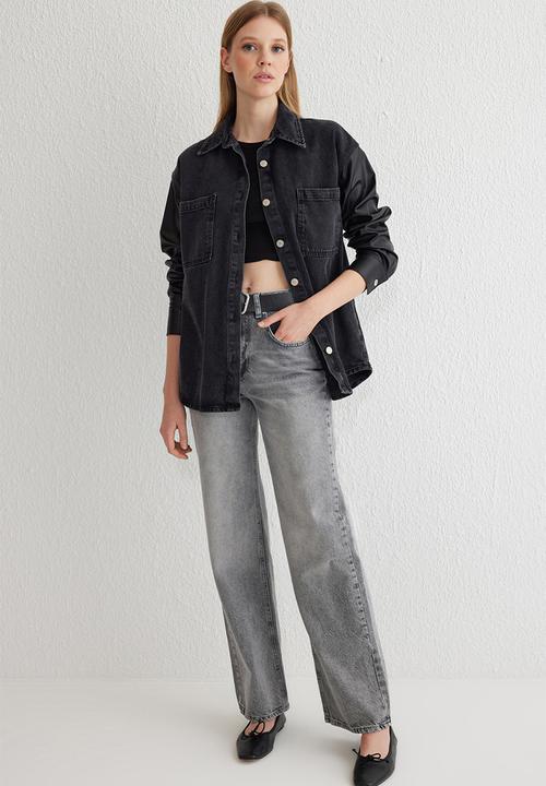 Trendyol - High waist wide leg jeans - grey