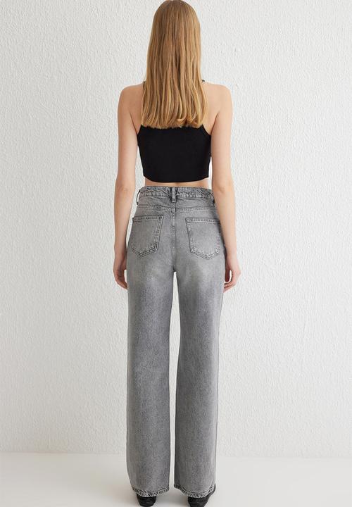 Trendyol - High waist wide leg jeans - grey
