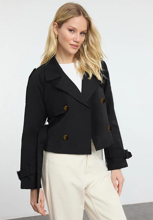 Trendyol - Water repellent regular short trench coat  - black