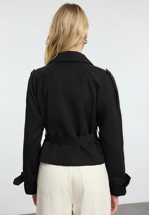 Trendyol - Water repellent regular short trench coat  - black