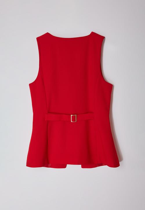 Trendyol - Fitted round collar woven vest  - red