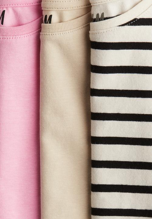 H&M - 3-Pack long-sleeved tops - pink striped