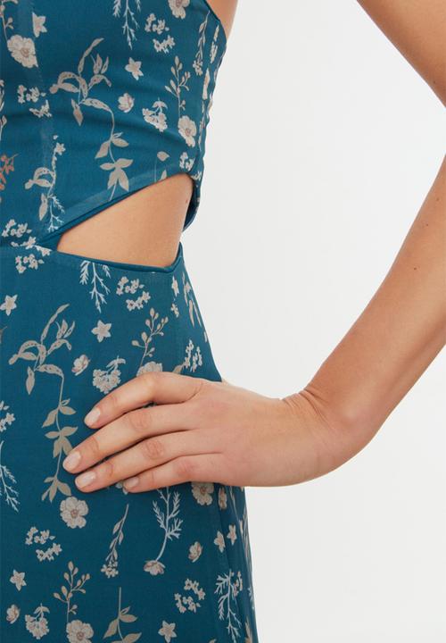 Trendyol - A-line window/cut out detail floral patterned maxi woven dress - multi