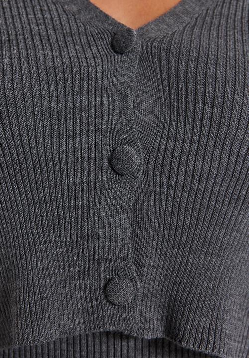 Trendyol - Fitted midi knitwear cardigan dress suit - anthracite