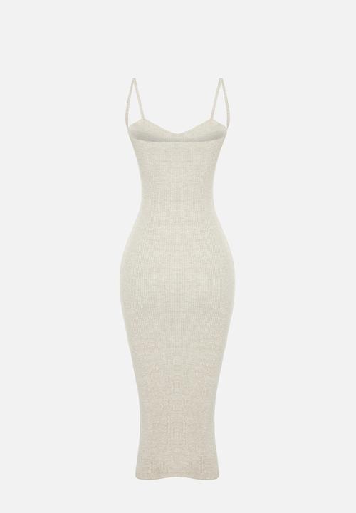 Trendyol - Plain midi knit dress - beige