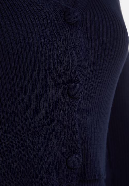 Trendyol - Fitted midi knitwear cardigan dress suit - navy blue