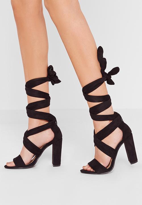 black thick strappy heels