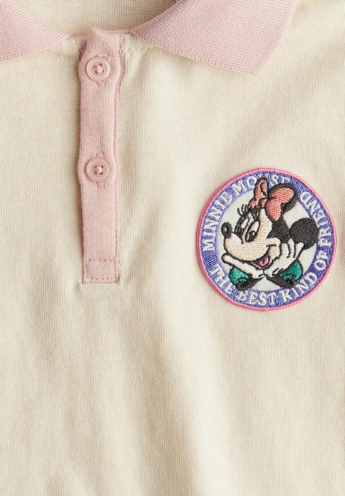 H&M - Appliquéd polo shirt - light beige/minnie mouse 