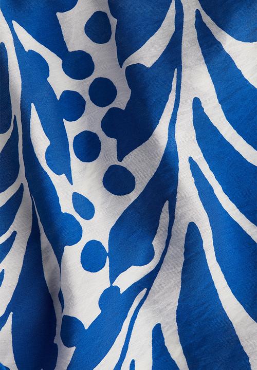 H&M - A-line dress - white & blue patterned