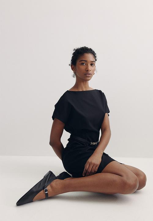 H&M - Belted twill dress - black
