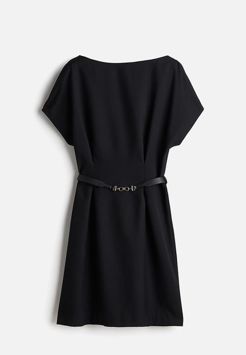 H&M - Belted twill dress - black