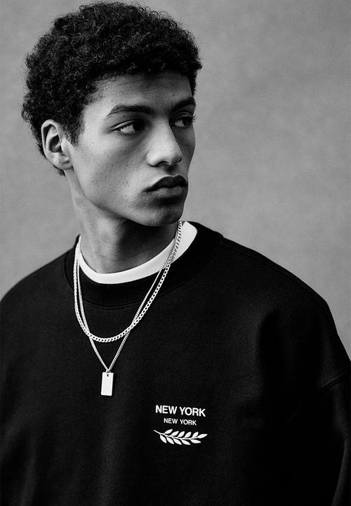 H&M - Loose fit printed sweatshirt -  black new york