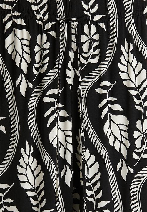 H&M - Viscose drawstring trousers - black white patterned
