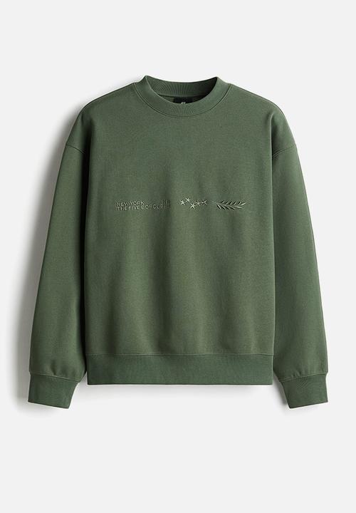 H&M - Loose fit printed sweatshirt - dark green new york