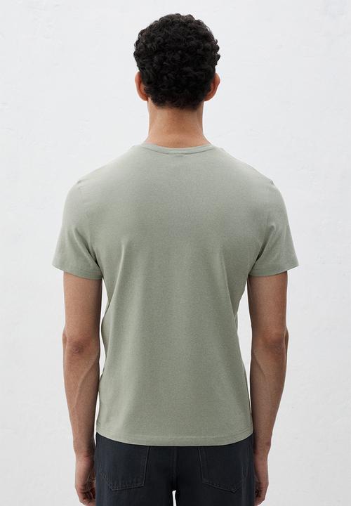 H&M - Slim fit round-necked t-shirt - light sage green