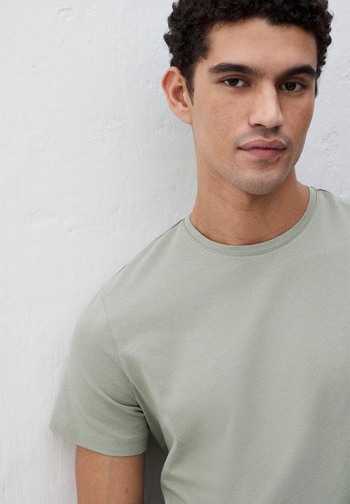 H&M - Slim fit round-necked t-shirt - light sage green