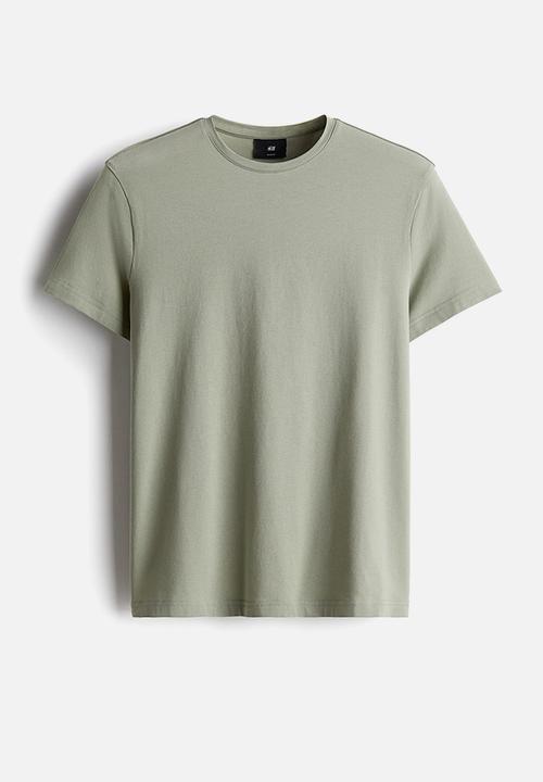 H&M - Slim fit round-necked t-shirt - light sage green